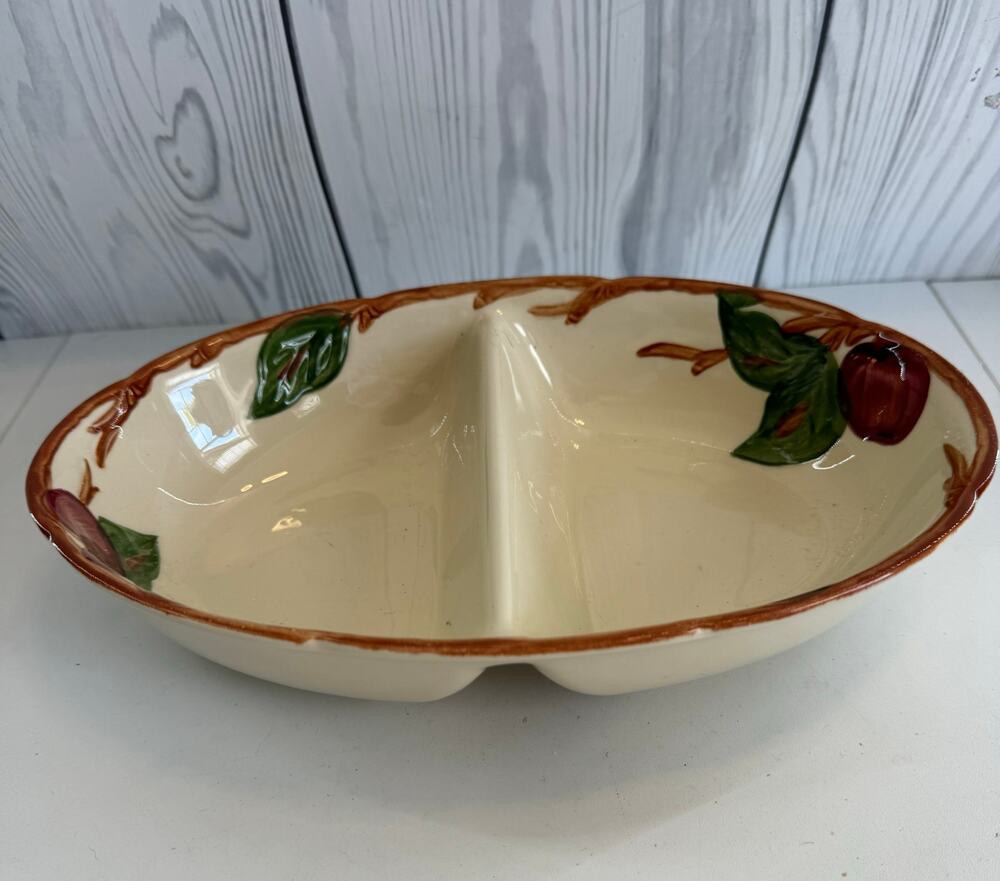 VTG Franciscan Apple Divided Oval Serving Vegetable Bowl Dish USA